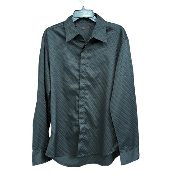 7 Diamonds Men's Dress Shirt Black Striped Long Sleeve Button Up - Picture 1 of 6